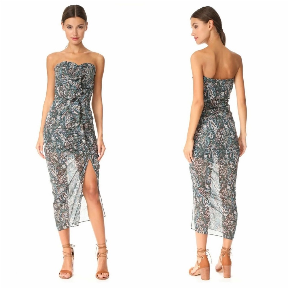 BNWT VERONICA BEARD PEYTON STRAPLESS RUCHED 100% SILK MIDI DRESS sz 10